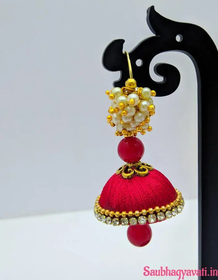 Flipkart.com - Buy UNIQUE Pearl Hoop Earrings with Silk Thread Jhumka Pearl  Fabric Hoop Earring Online at Best Prices in India